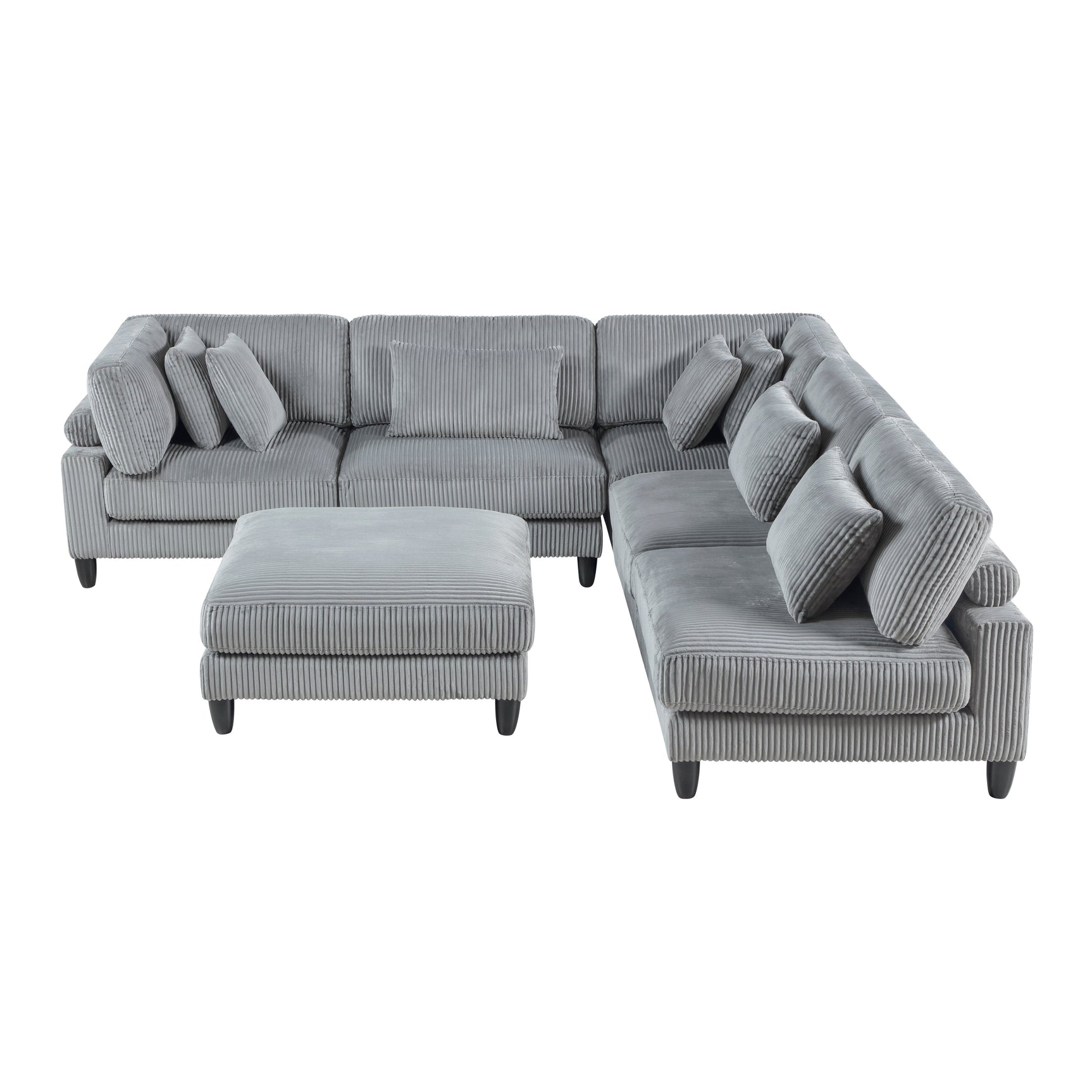 Phoenician Gray 6-Piece Modular Sectional with Ottoman - Ornate Home