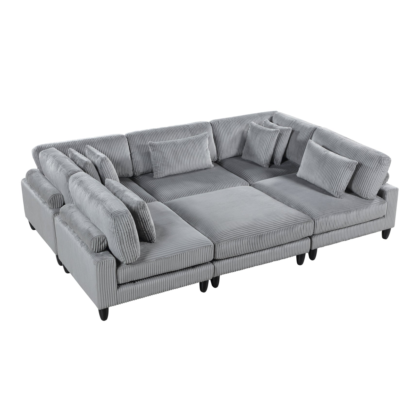 Phoenician Gray 6-Piece Modular Sectional with Ottoman - Ornate Home