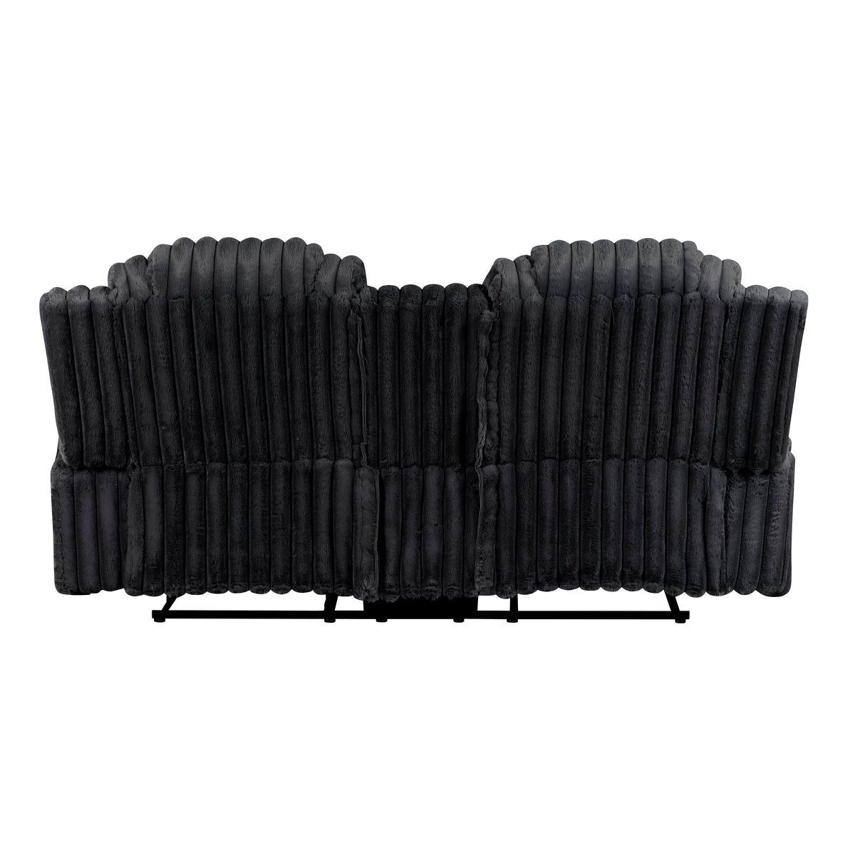 Phyllis Black Double Reclining Loveseat With Center Console And Cup Holders - Ornate Home