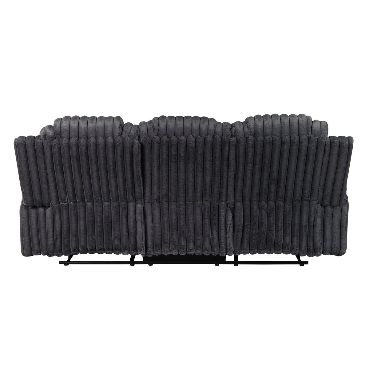 Phyllis Black Double Reclining Sofa With Cup Holders - Ornate Home