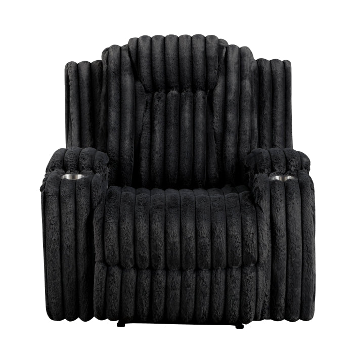 Phyllis Black Reclining Chair With Cup Holders - Ornate Home
