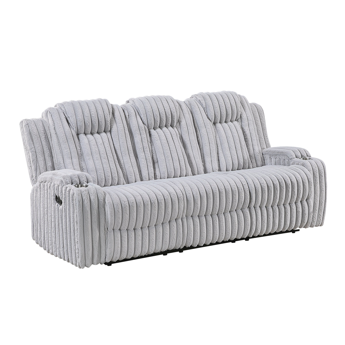 Phyllis White Double Reclining Sofa With Cup Holders - Ornate Home