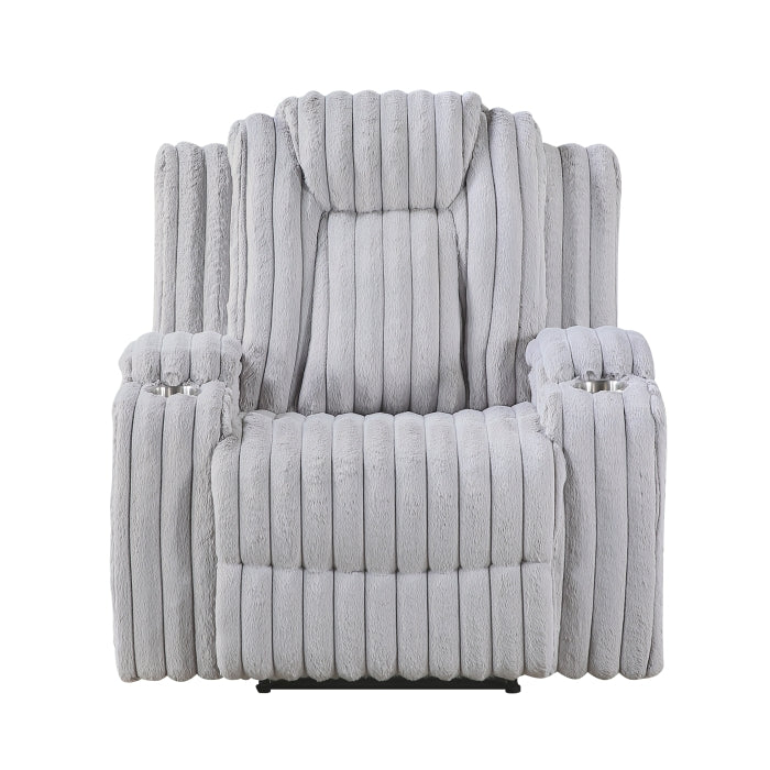 Phyllis White Reclining Chair With Cup Holders - Ornate Home