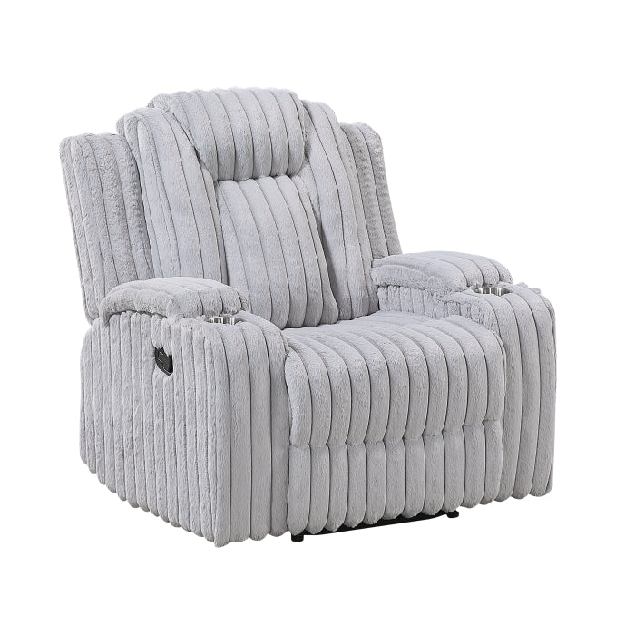 Phyllis White Reclining Chair With Cup Holders - Ornate Home