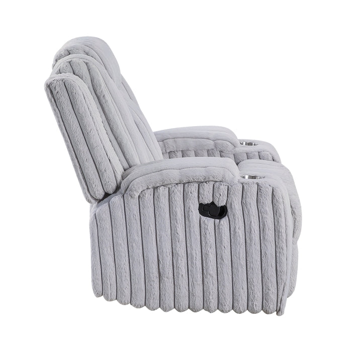 Phyllis White Reclining Chair With Cup Holders - Ornate Home