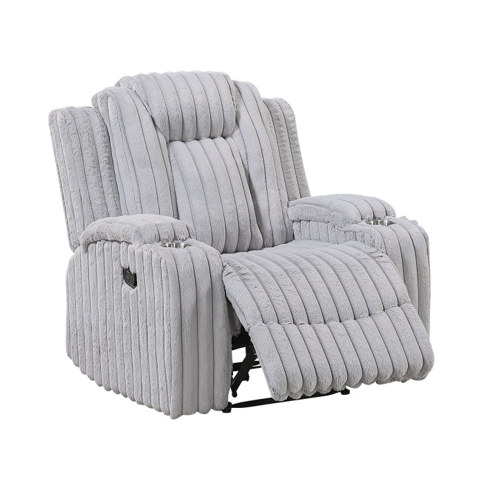 Phyllis White Reclining Chair With Cup Holders - Ornate Home