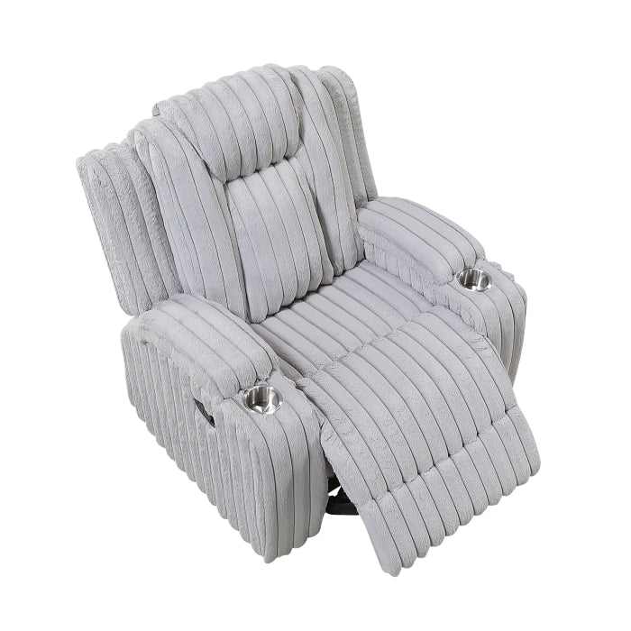 Phyllis White Reclining Chair With Cup Holders - Ornate Home