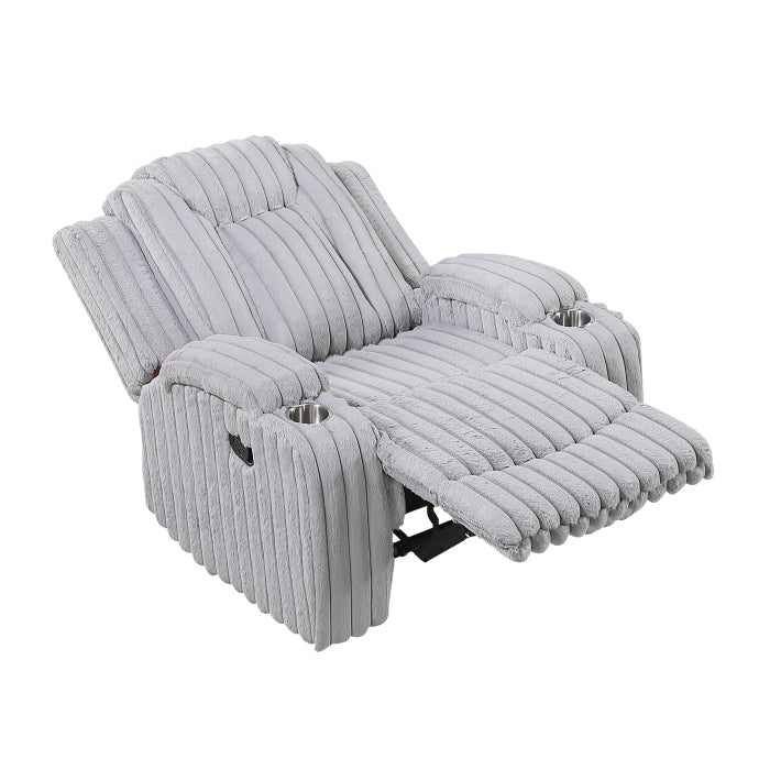 Phyllis White Reclining Chair With Cup Holders - Ornate Home