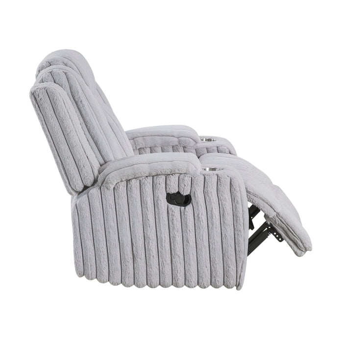 Phyllis White Reclining Chair With Cup Holders - Ornate Home