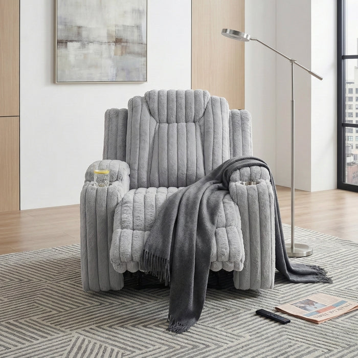 Phyllis White Reclining Chair With Cup Holders - Ornate Home