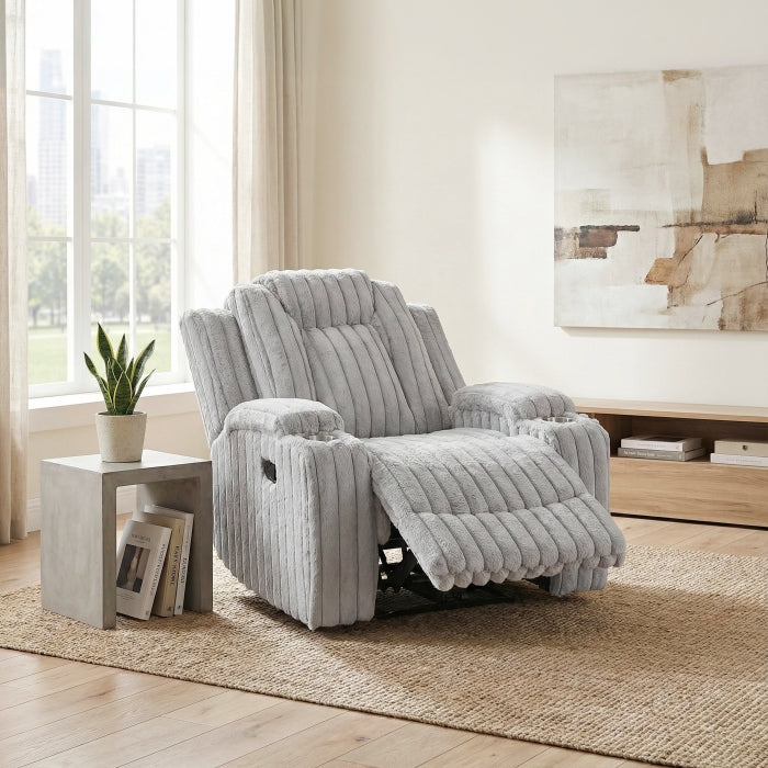 Phyllis White Reclining Chair With Cup Holders - Ornate Home