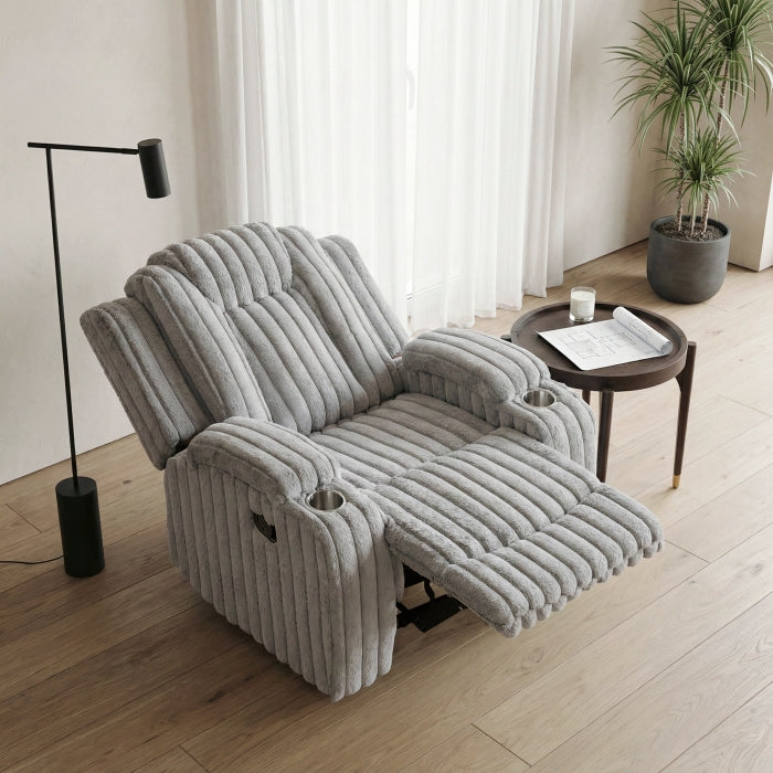 Phyllis White Reclining Chair With Cup Holders - Ornate Home