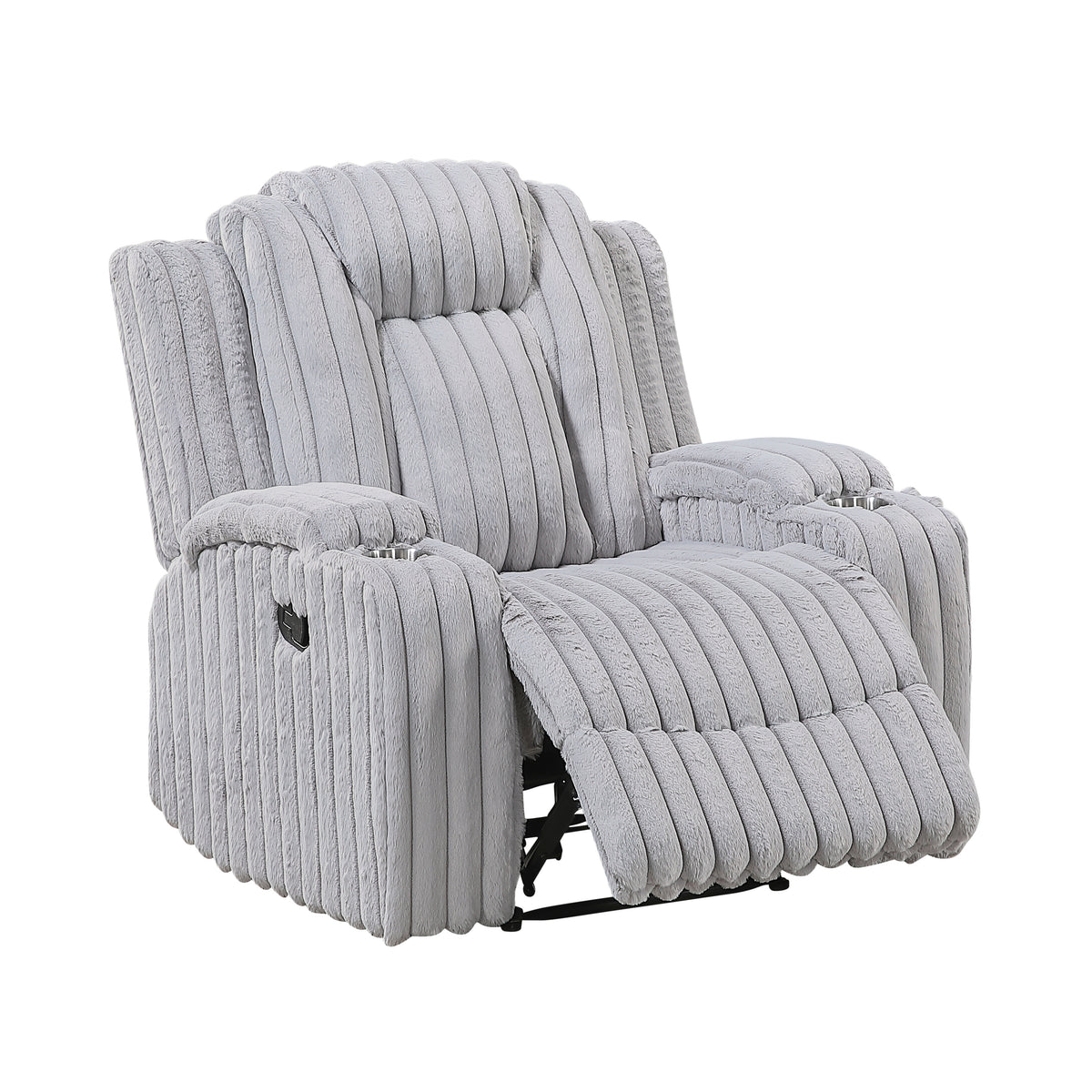 Phyllis White Reclining Chair With Cup Holders - Ornate Home