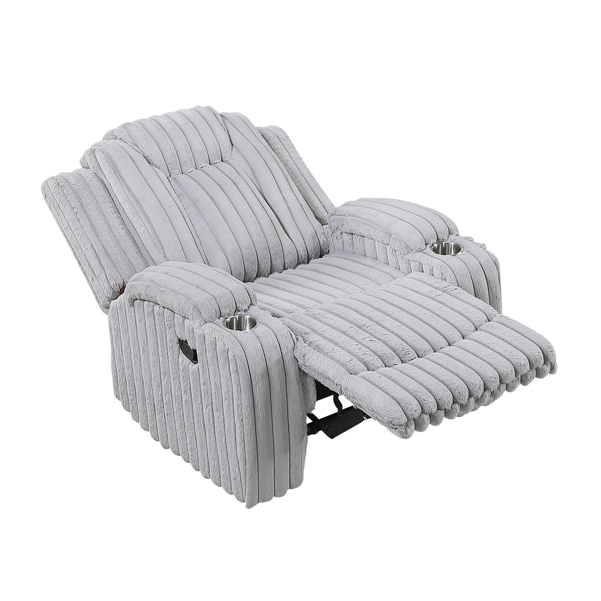 Phyllis White Reclining Chair With Cup Holders - Ornate Home