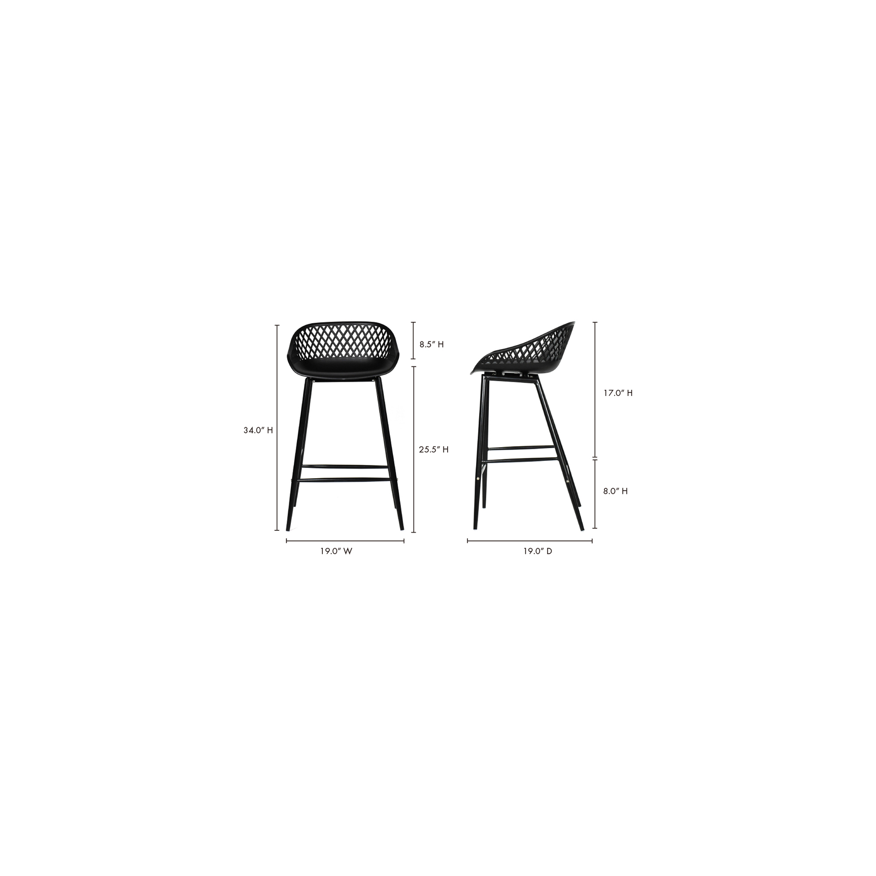 Piazza Black Outdoor Counter Stool (Set of 2) - Ornate Home