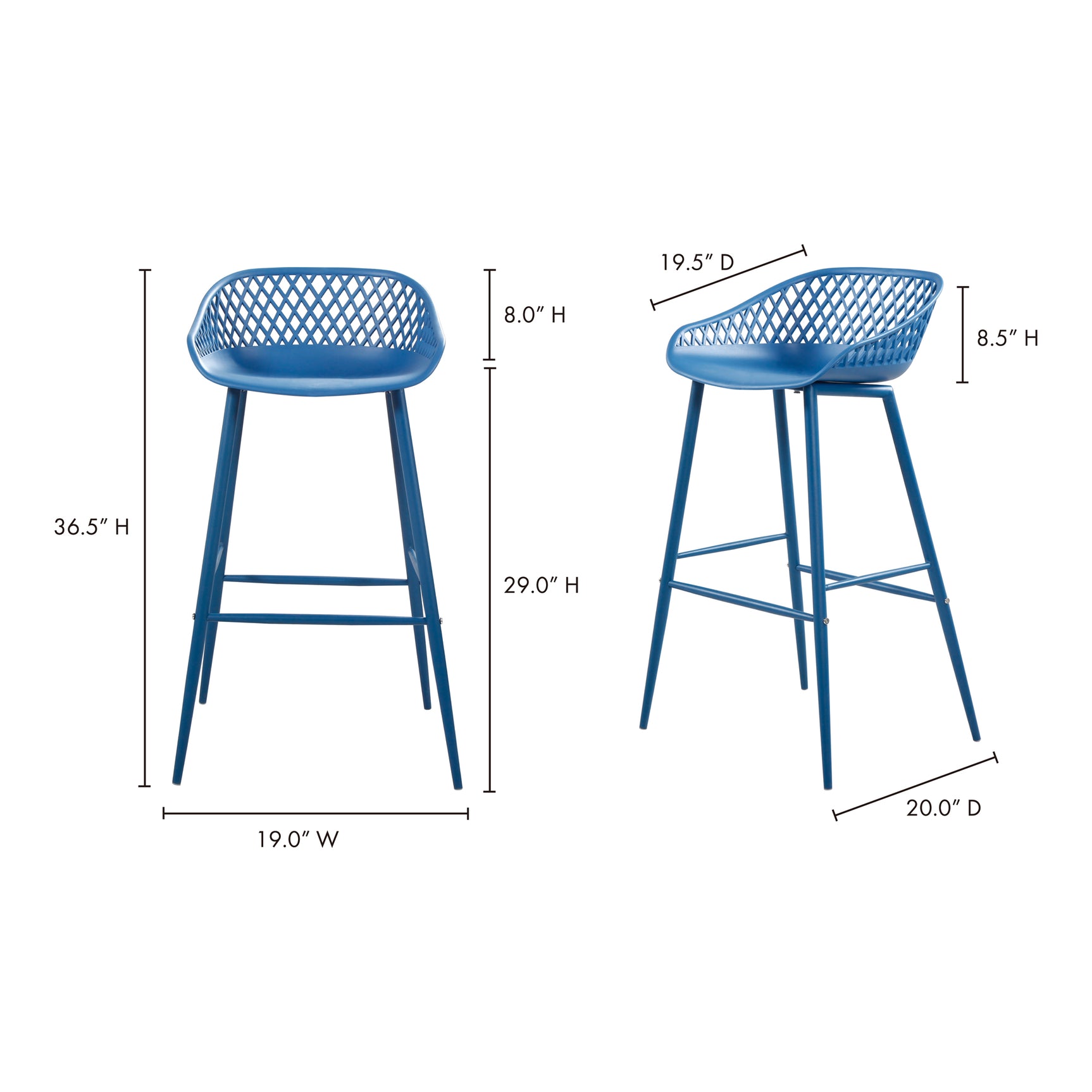 Piazza Blue Outdoor Barstool (Set of 2) - Ornate Home