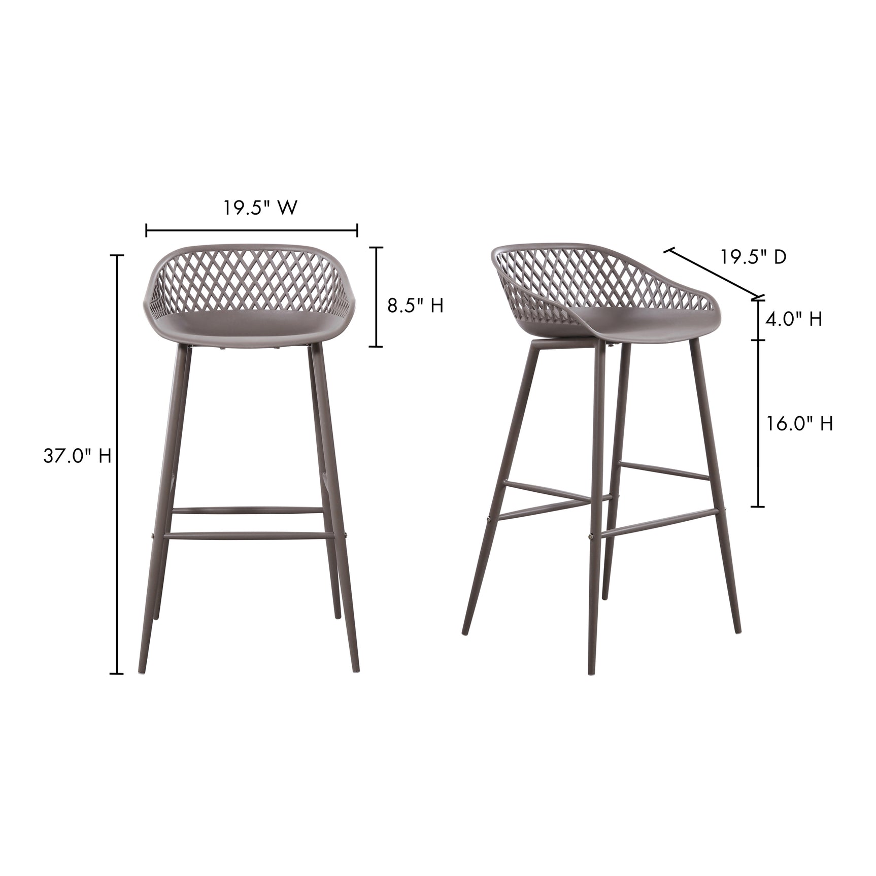Piazza Grey Outdoor Barstool (Set of 2) - Ornate Home