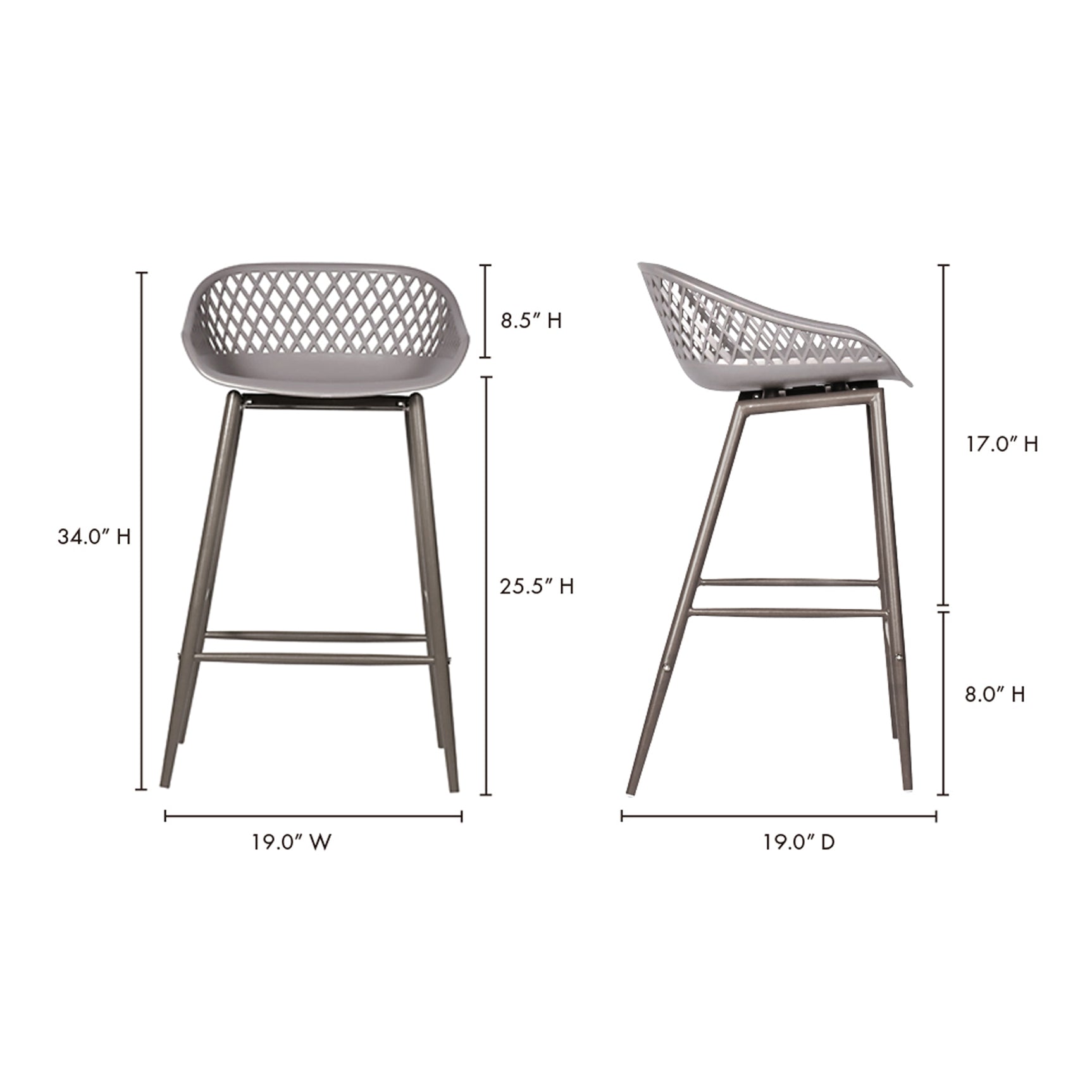 Piazza Grey Outdoor Counter Stool (Set of 2) - Ornate Home