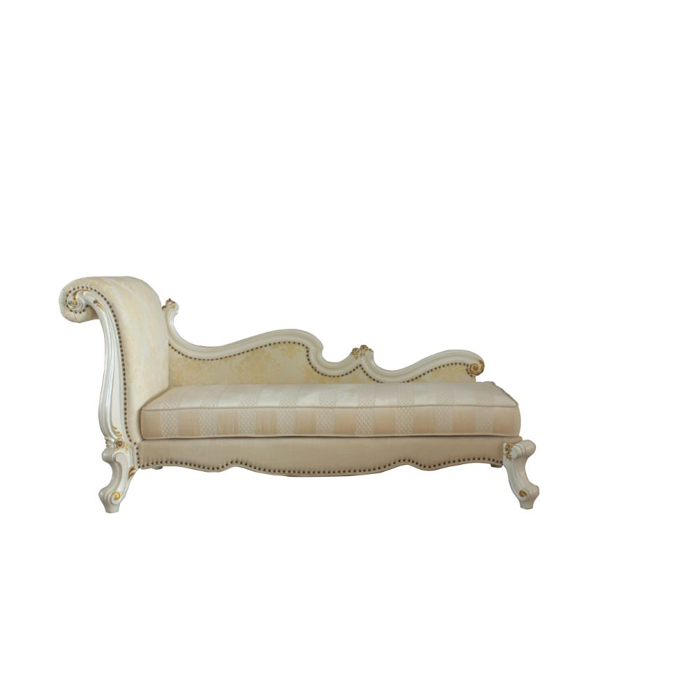 Picardy Antique Pearl & Fabric Chaise w/ Pillows - Ornate Home