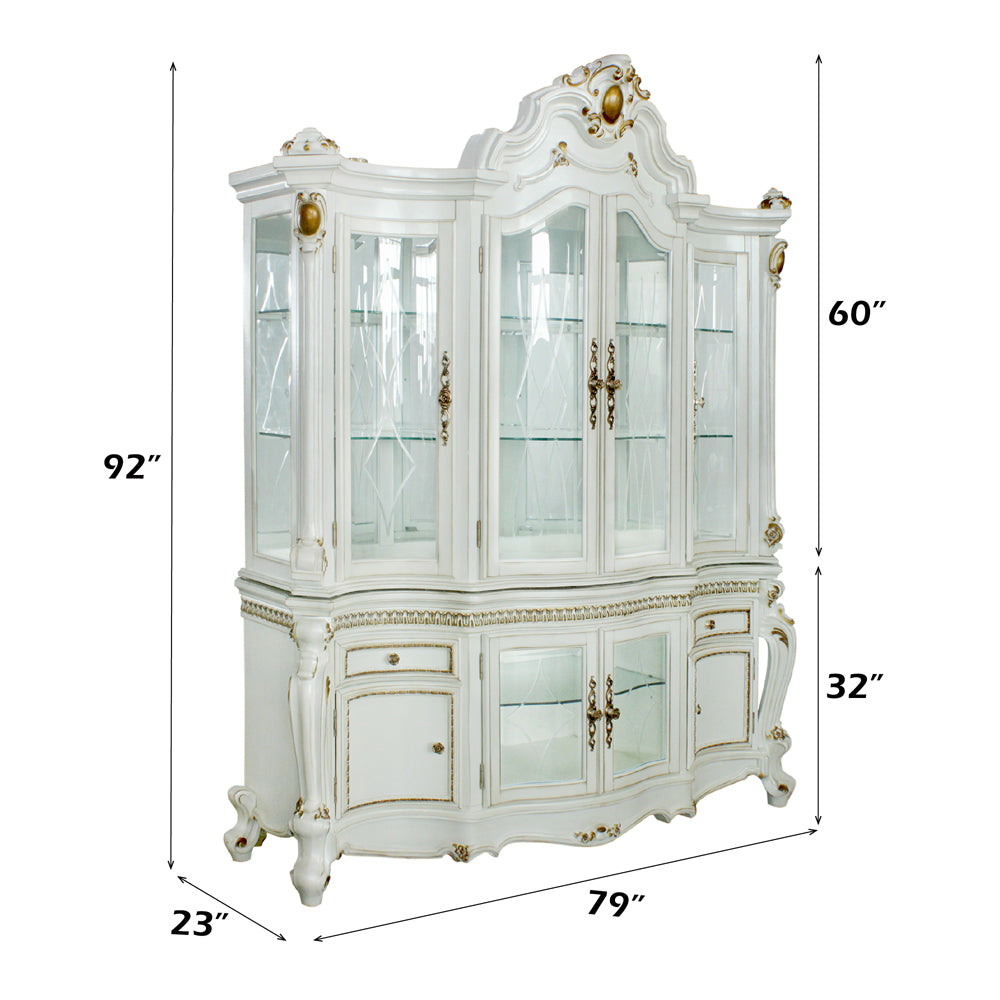 Picardy Antique Pearl Hutch & Buffet - Ornate Home