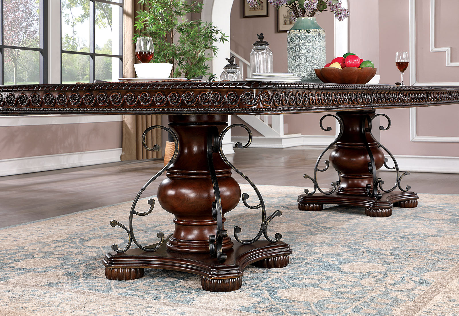 Picardy Brown Cherry/Black 7 Pc. Dining Room Set - Ornate Home