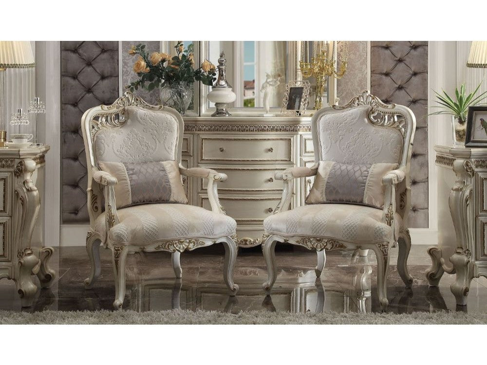 Picardy Pearl Chair w/ Pillow (Left Facing Leaf) - Ornate Home