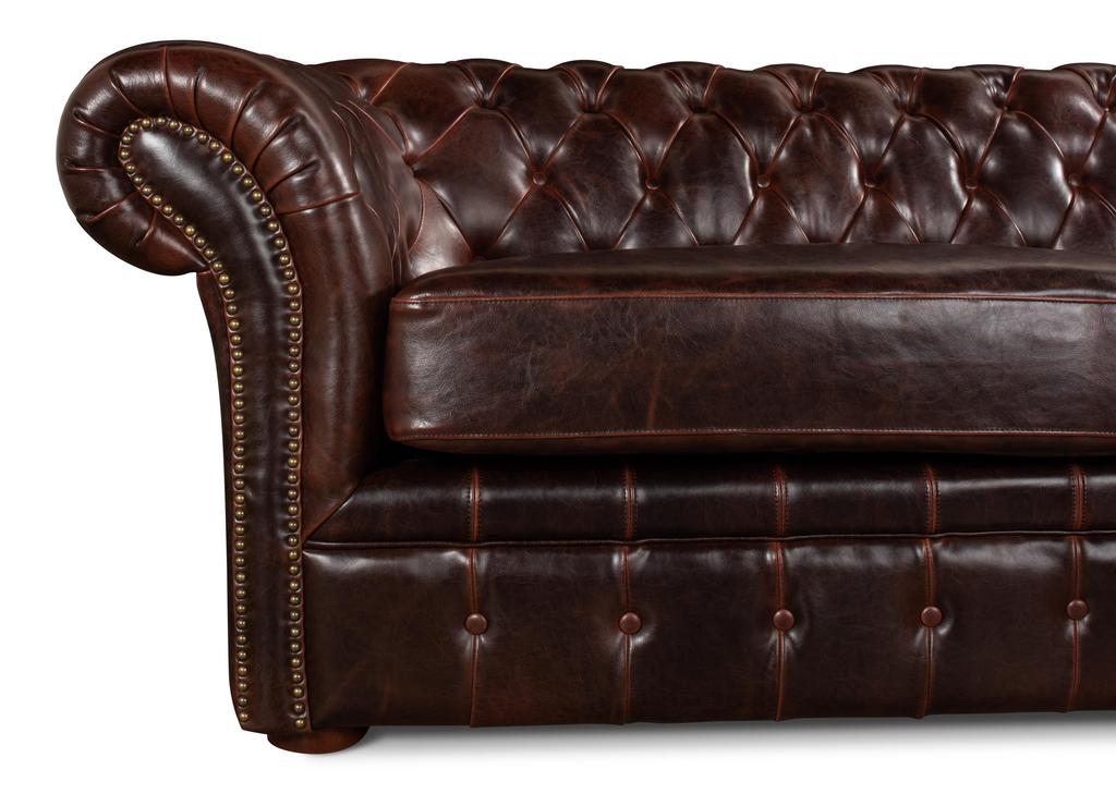 Piccadilly Brown Sofa Club Leather - Ornate Home