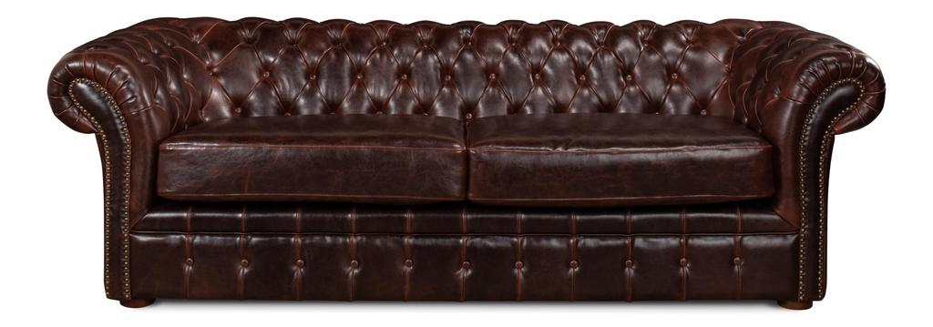 Piccadilly Brown Sofa Club Leather - Ornate Home