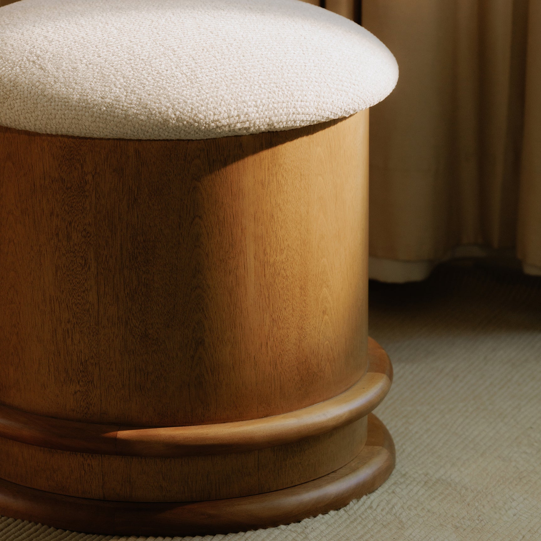 Piccolo Flecked Oatmeal/Brown Storage Stool - Ornate Home
