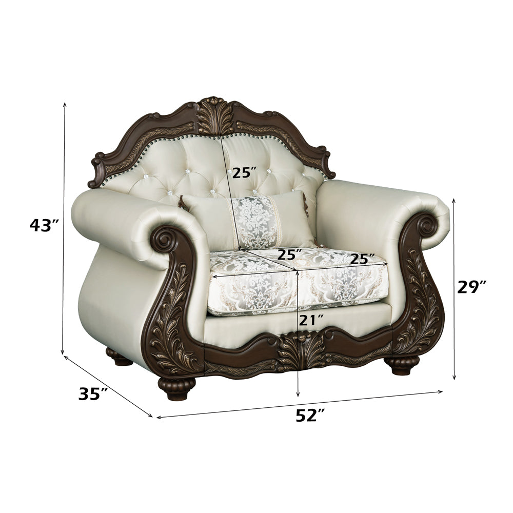Pierce Beige & Cherry Chair W/Pillow - Ornate Home