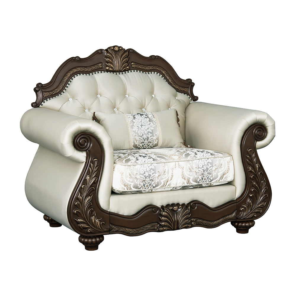 Pierce Beige & Cherry Chair W/Pillow - Ornate Home