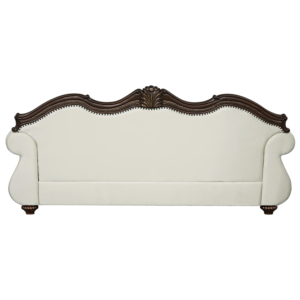 Pierce Beige & Cherry Sofa W/5 Pillows - Ornate Home