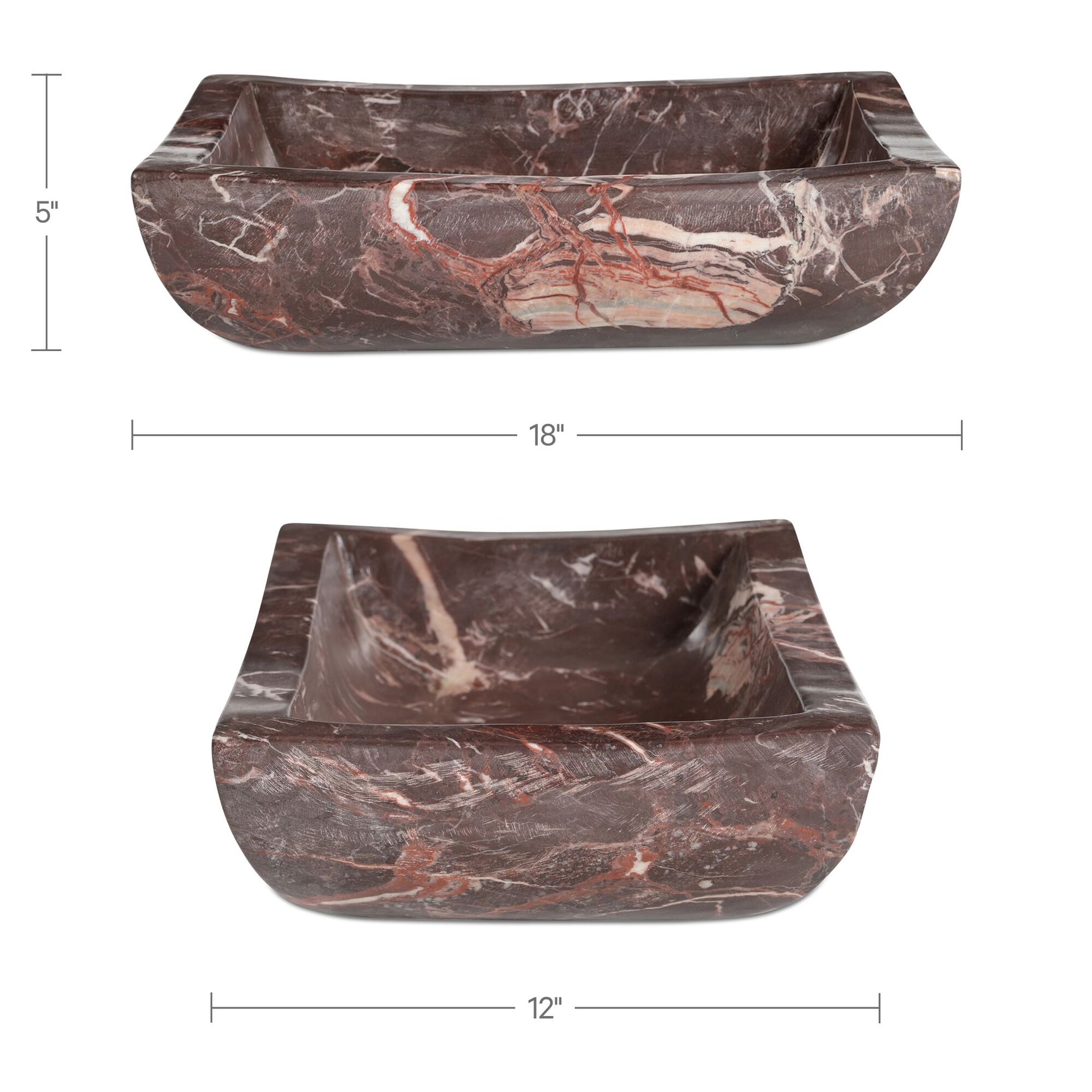 Piero Deep Red Marble Basin - Ornate Home