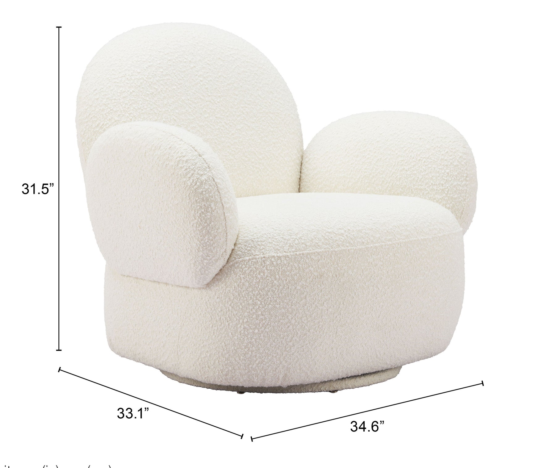 Pilka White Swivel Chair - Ornate Home