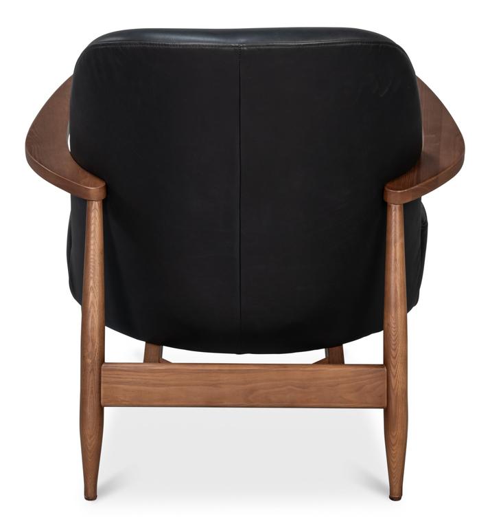 Pindar Black Leather Armchair - Ornate Home