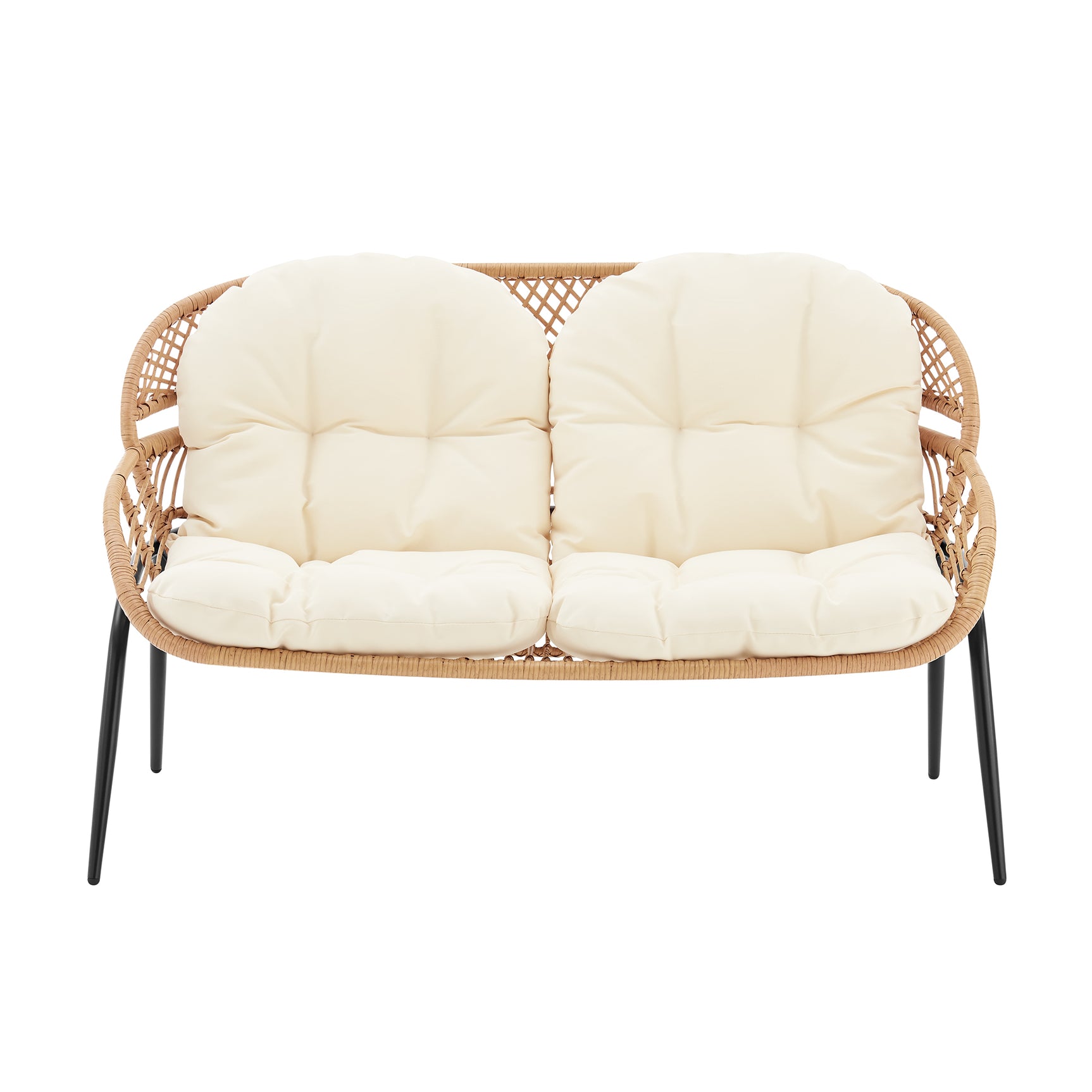 Pine 4-Piece Patio Conversation Set in Cream - Ornate Home