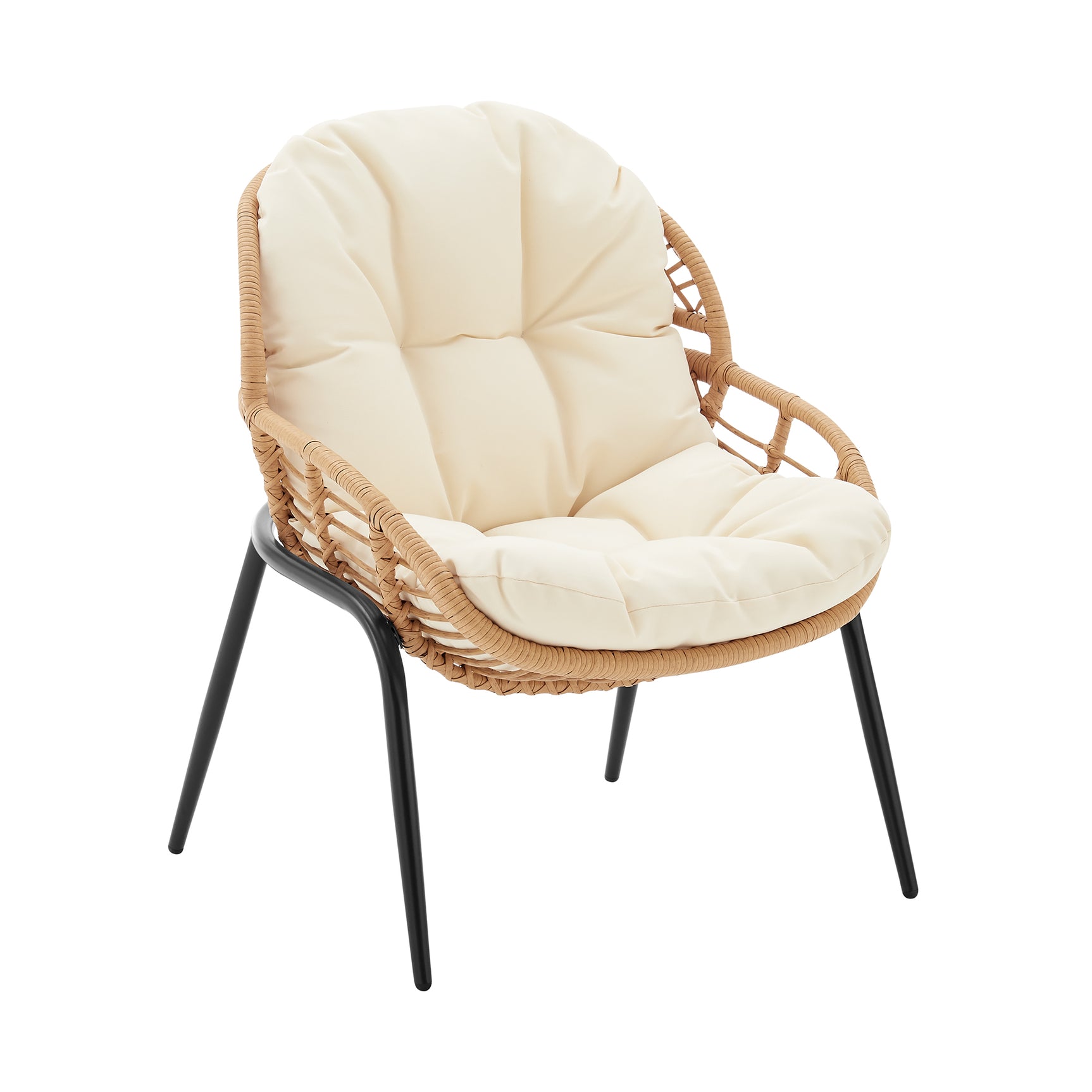 Pine 4-Piece Patio Conversation Set in Cream - Ornate Home