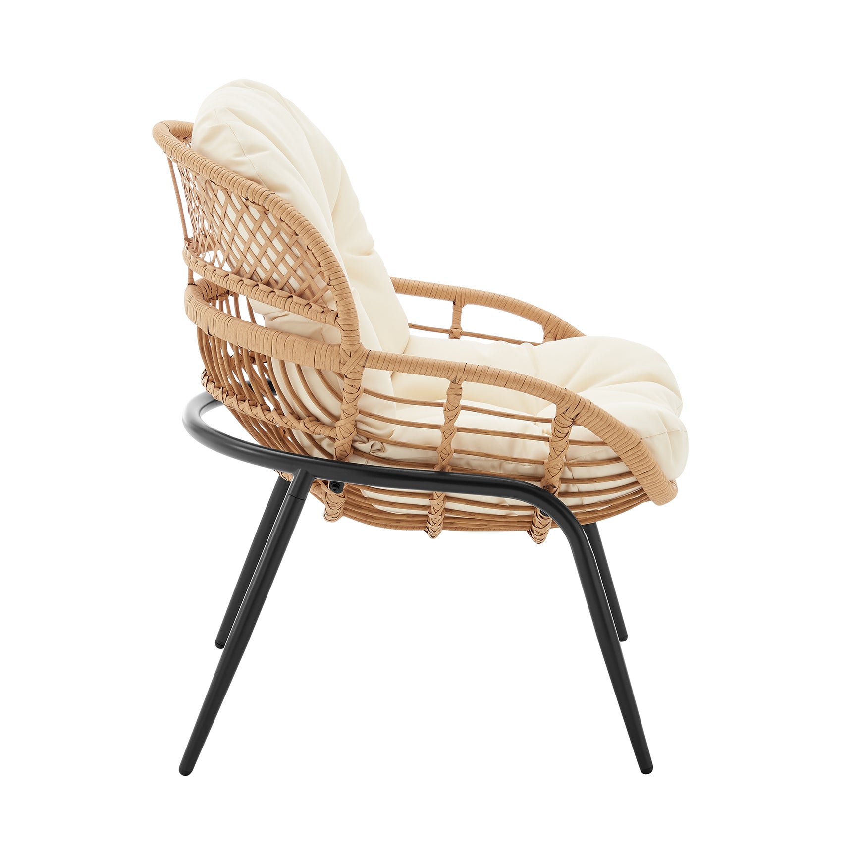 Pine 4-Piece Patio Conversation Set in Cream - Ornate Home