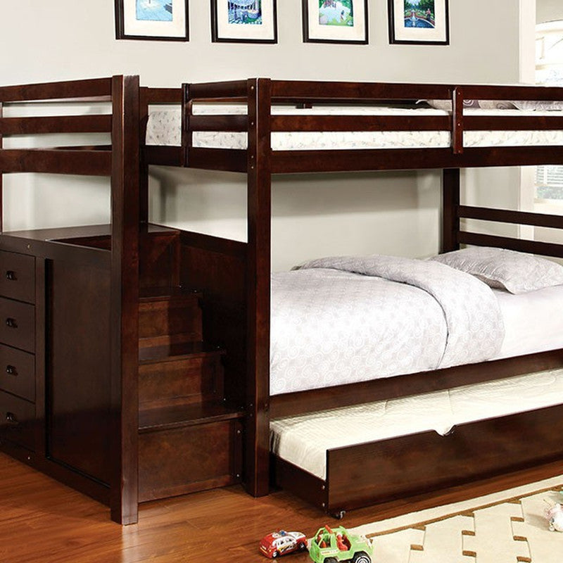 Pine Ridge Dark Walnut Twin/Full Bunk Bed - Ornate Home