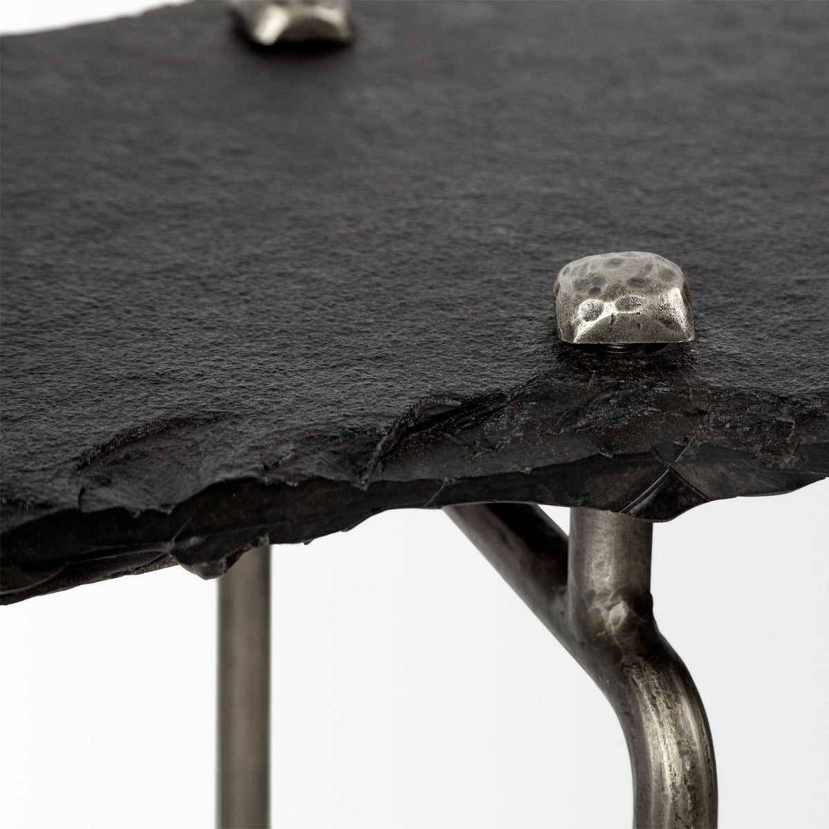 Pinera Black Slate with Iron Base Console Table - Ornate Home