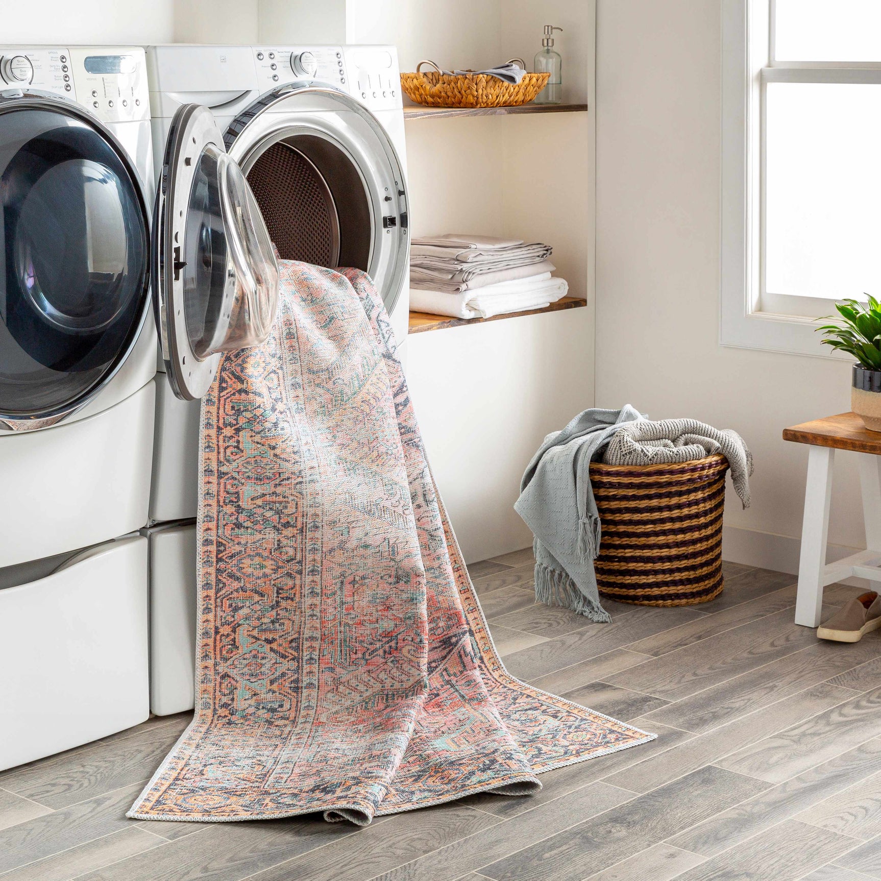 Pink Dunshaughlin Distressed Washable Area Rug - Clearance - Ornate Home