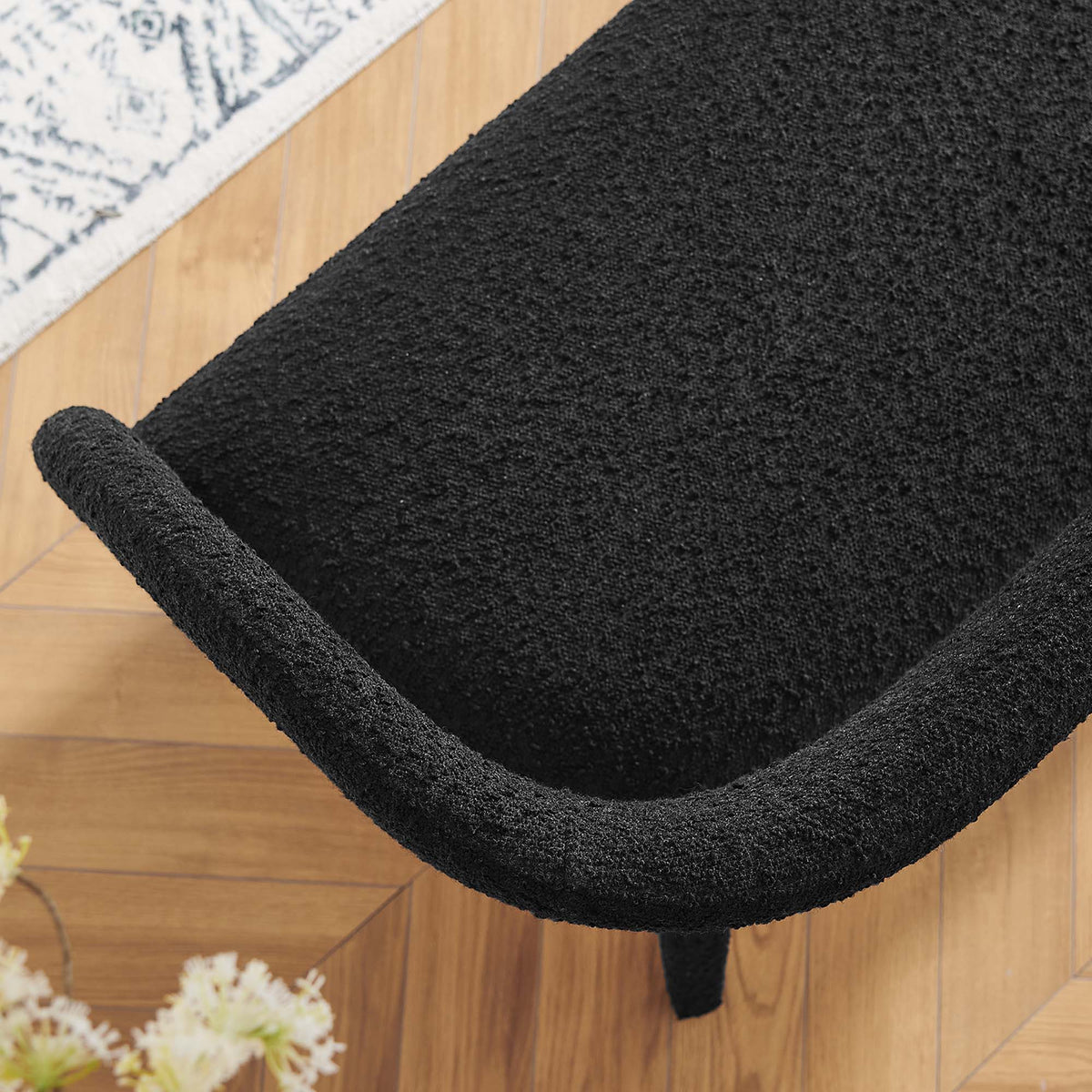 Pinnacle Black Boucle Fabric Accent Bench - Ornate Home
