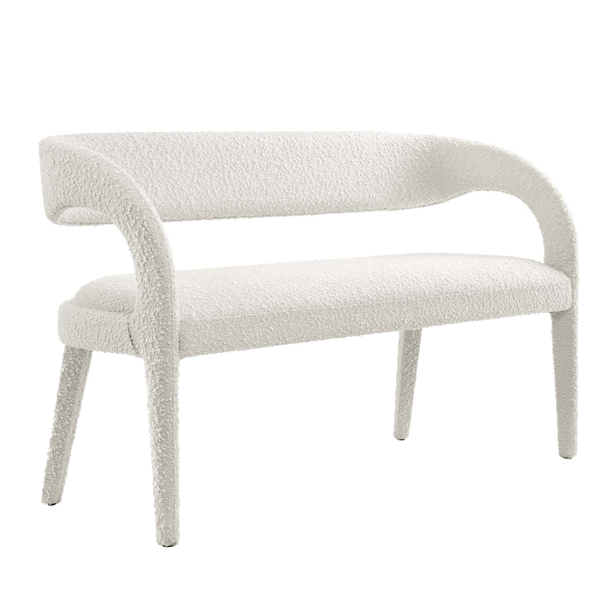 Pinnacle Ivory Boucle Fabric Accent Bench - Ornate Home