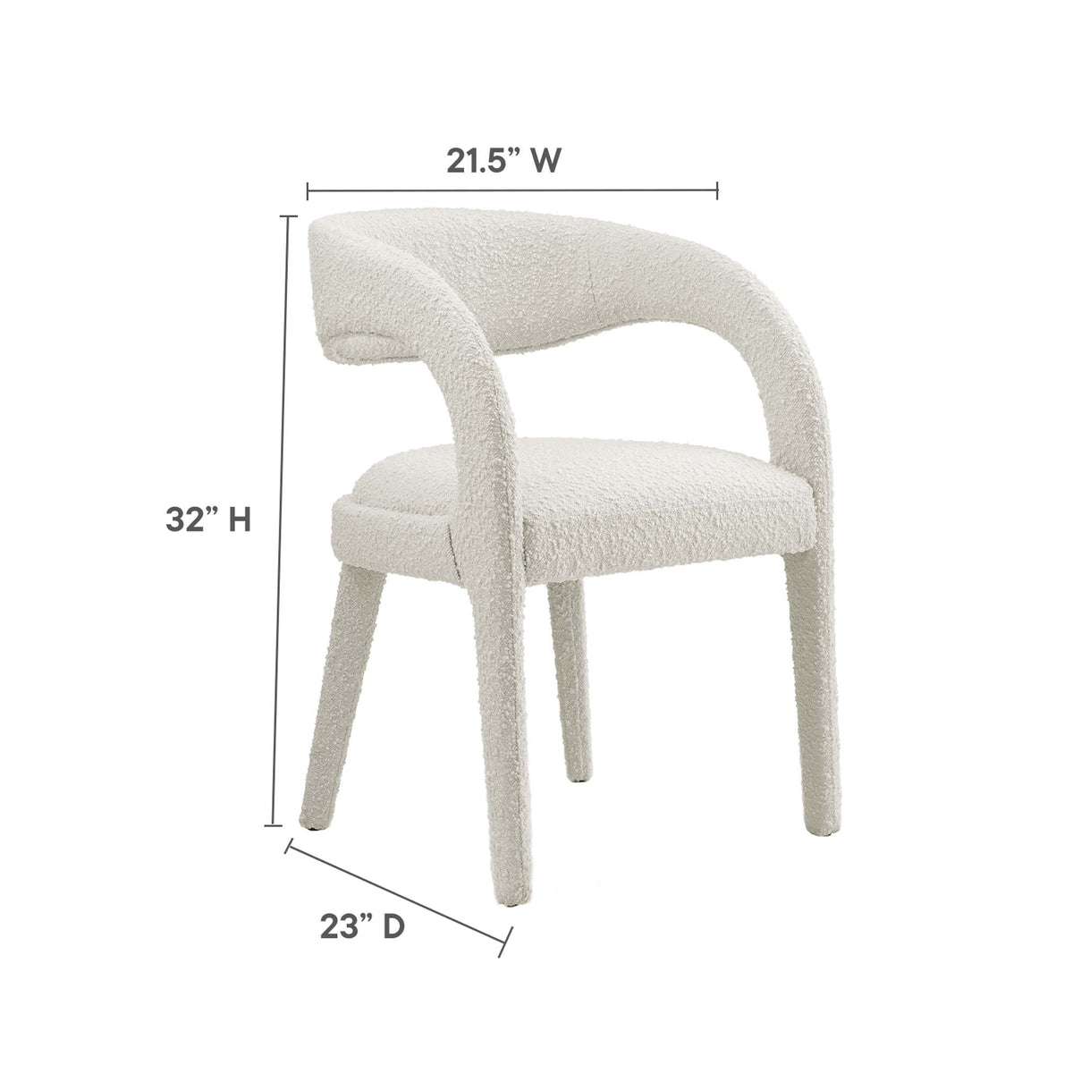 Pinnacle Ivory Boucle Upholstered Dining Chair (Set of 2) - Ornate Home