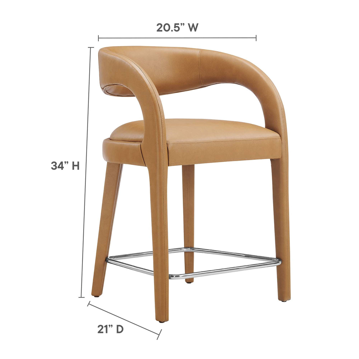 Pinnacle Tan/Silver Vegan Leather Counter Stool (Set of 2) - Ornate Home