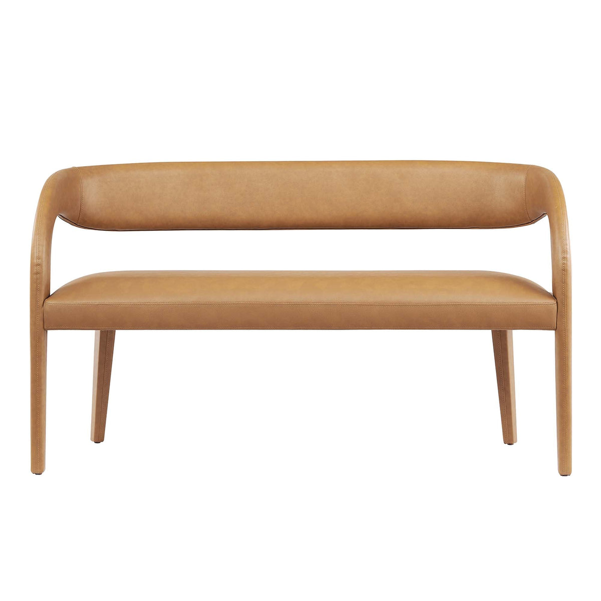 Pinnacle Tan Vegan Leather Accent Bench - Ornate Home