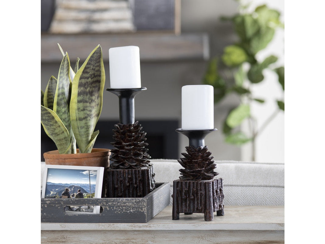 Pinola Brown/Black Candle Holders - Ornate Home