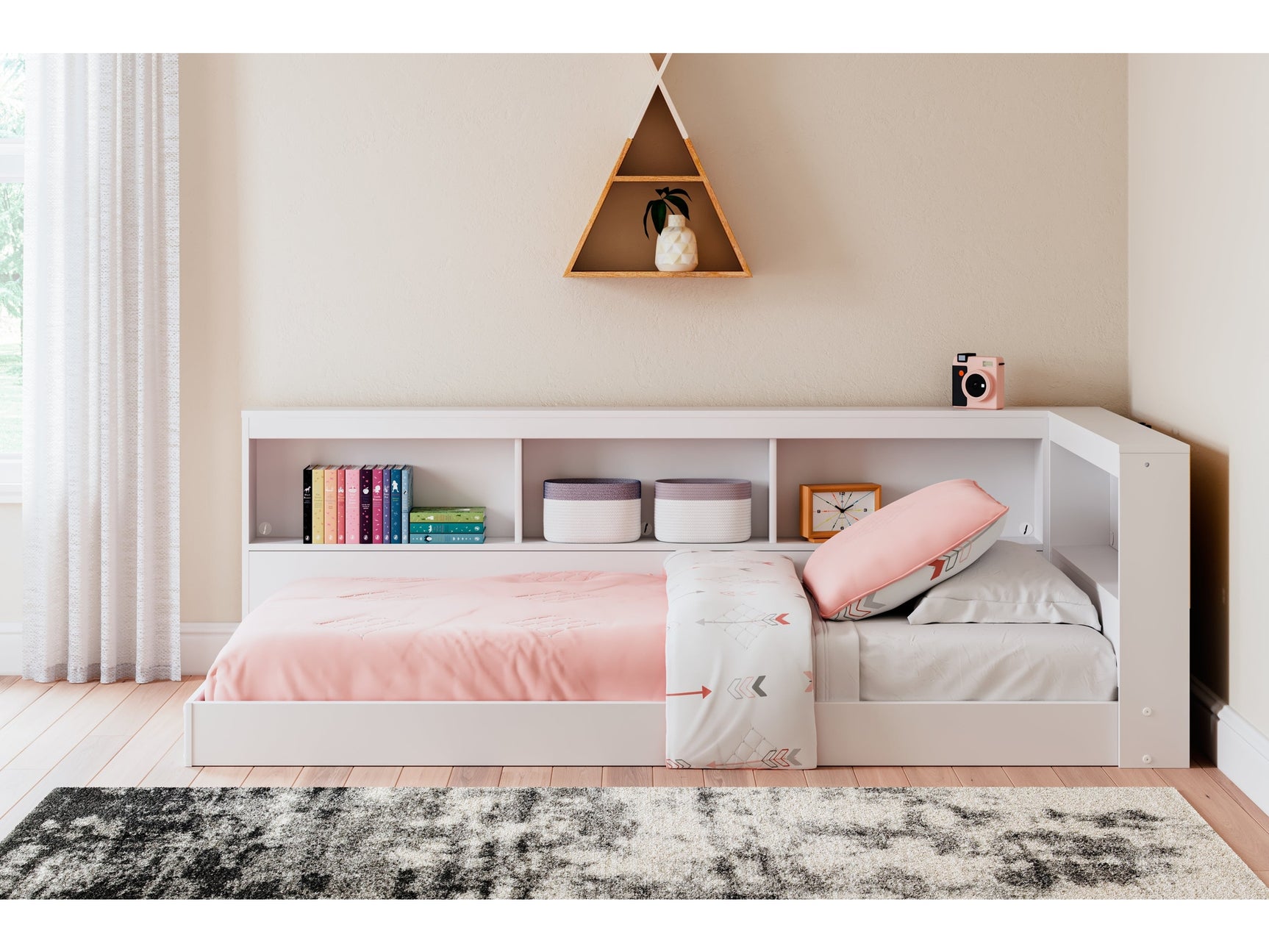 Piperton White Twin Bookcase Storage Youth Bed - Ornate Home