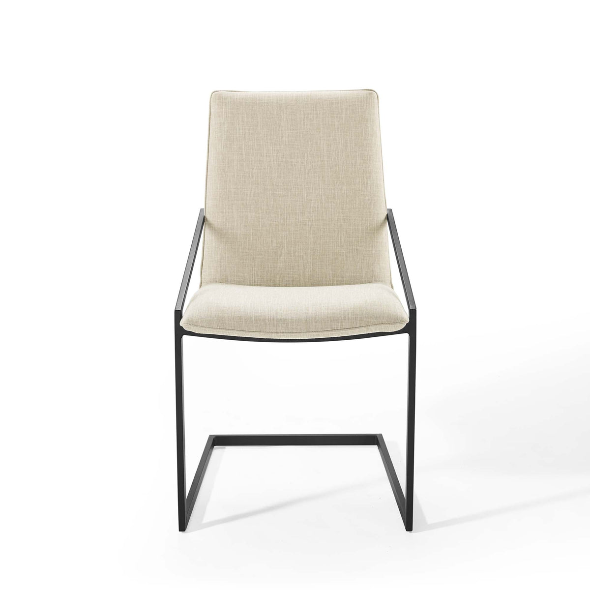 Pitch Black/Beige Upholstered Fabric Dining Armchair (Set of 2) - Ornate Home