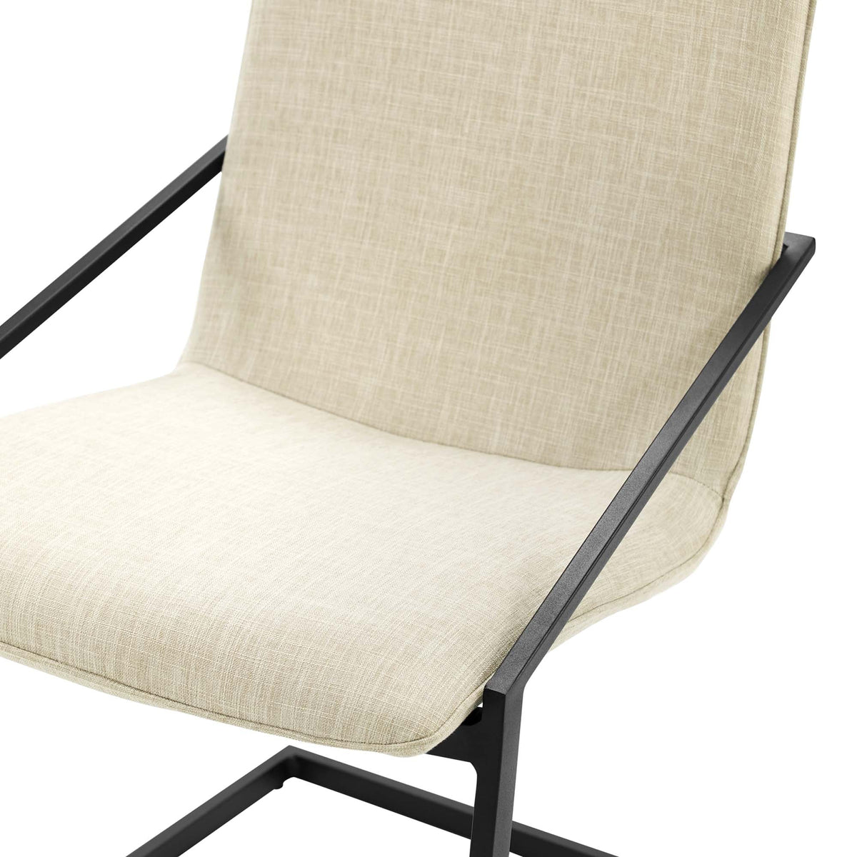 Pitch Black/Beige Upholstered Fabric Dining Armchair (Set of 2) - Ornate Home